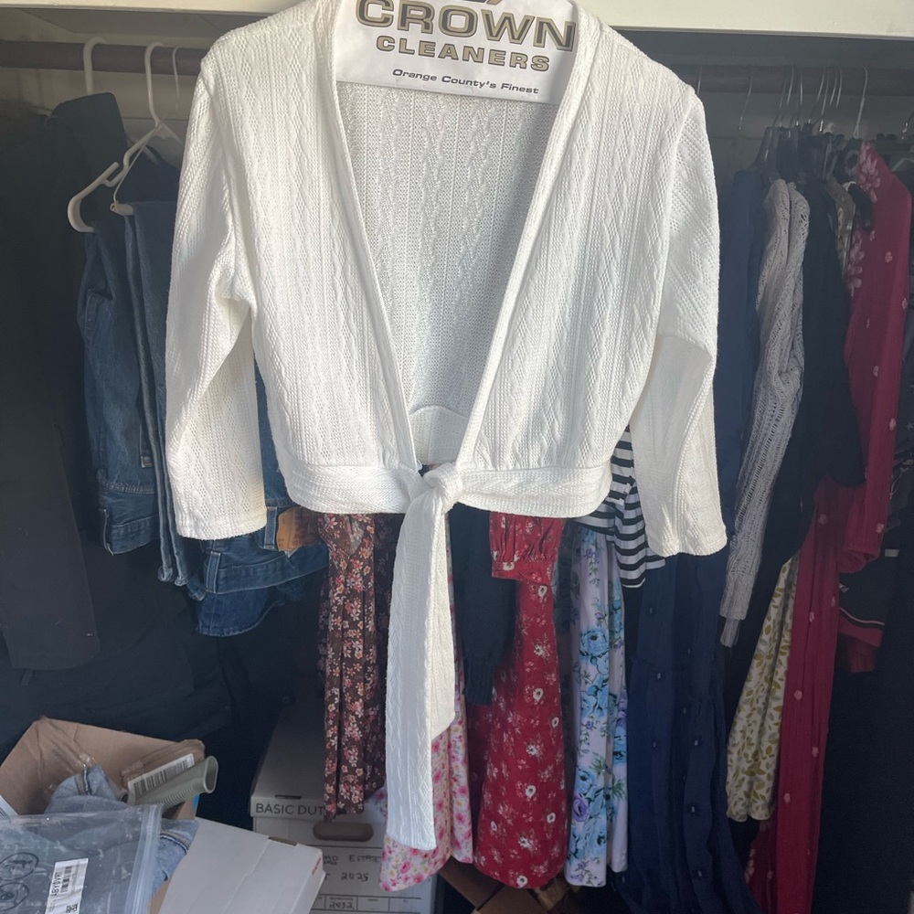Pinup Couture Ivory Tie-Front Cardigan